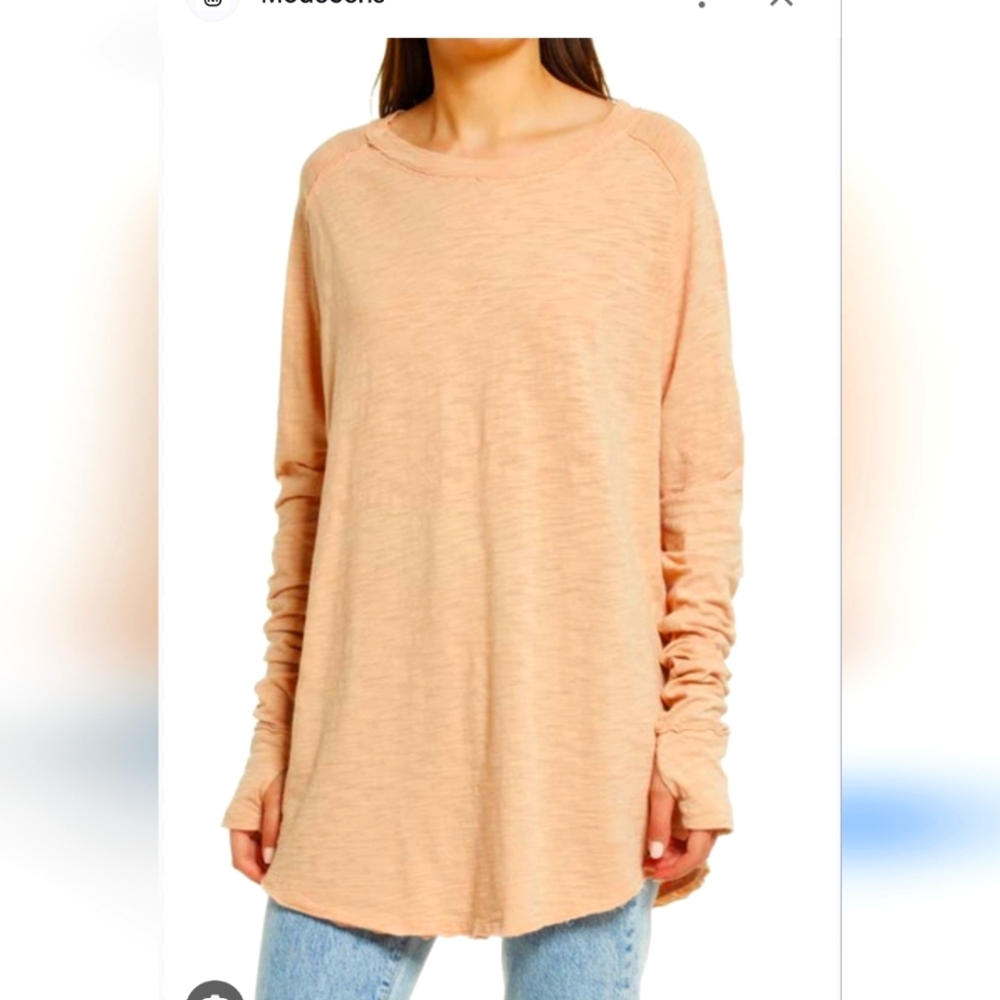We The Free Orange Oversized Long Sleeve Tunic  Size MEDIUM